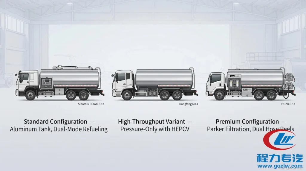 25CBM aircraft refueling truck customization options including dual-mode and HEPCV configurations
