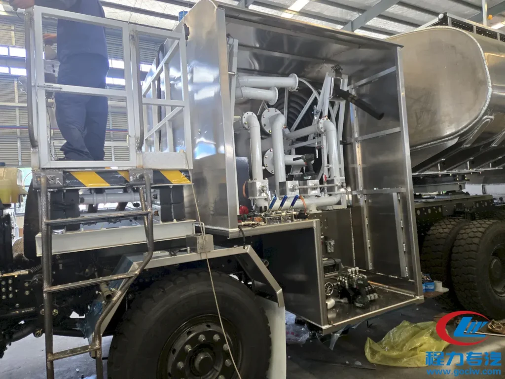 Close-up of aircraft refueling truck fueling system